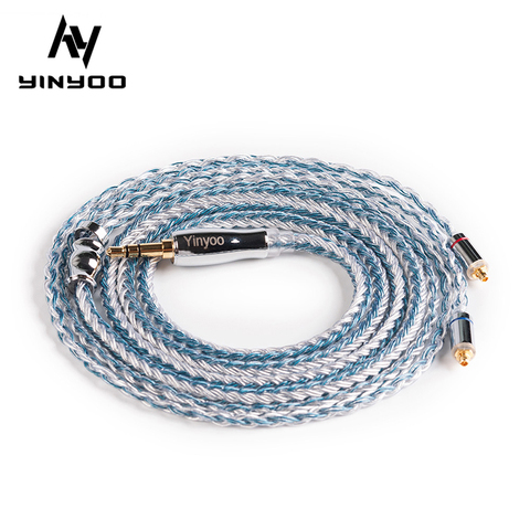 Yinyoo-Cable plateado de alta pureza, 16 núcleos, 2,5/3,5/4,4 MM con MMCX/2PIN/QDC/TFZ para KZZS10 PRO ZSN PRO BLON BL-03 BL05 ► Foto 1/6