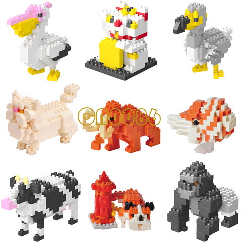 Kindergarten bloques Mini bloques de construcción Animal en diamantes modelo bolsa ladrillos perro gato alce pescado juguetes para niños regalos B24-D15 ► Foto 1/6