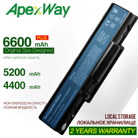 ApexWay batería del ordenador portátil para ACER AS09A31 AS09A41 AS09A51 AS09A61 AS09A71 AS09A73 AS09A75 AS09A90 AS09A56 5732, 4732, 5516, 5517 ► Foto 1/6