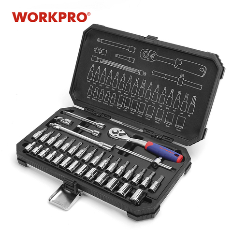 WORKPRO-Juego de Herramientas para el hogar, 35 piezas, herramientas de reparación de automóviles, juego de llaves de carraca de 1/4