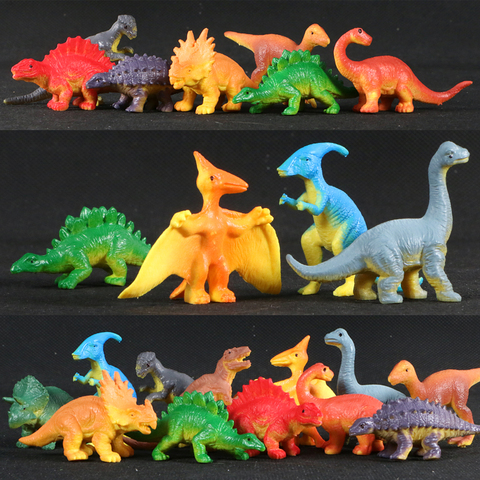 Figuras de animales de plástico de simulación, 12 Uds., modelos de Triceratops, tiranosaurio, braquiosaurio dinosaurio, juguetes educativos para niños ► Foto 1/6