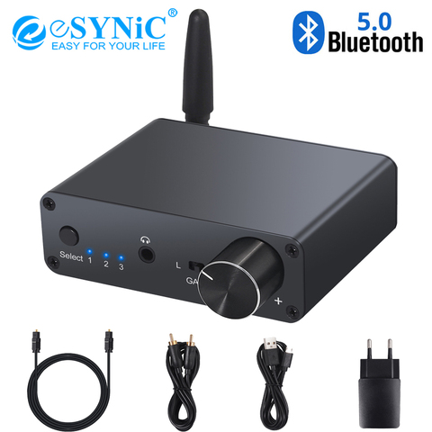 ESYNiC-convertidor DAC Bluetooth 192kHz con amplificador de auriculares, convertidor de Audio Digital a analógico de 3,5mm, adaptador de Audio para APT-X AAC SBC ► Foto 1/6