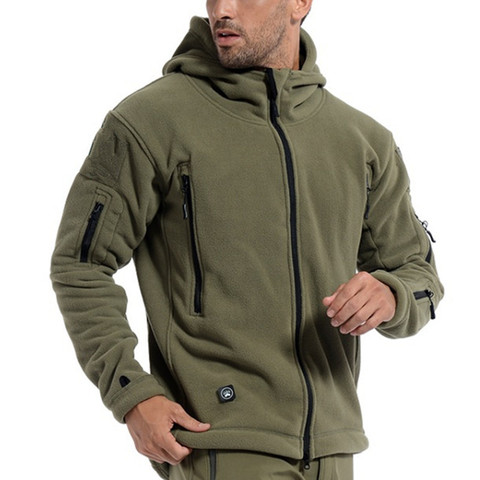 Chaqueta táctica militar de lana térmica para hombre, Abrigo con capucha para deportes al aire libre, senderismo, caza, combate, Camping, Army Soft Shell ► Foto 1/6