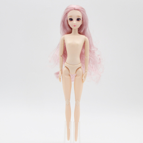 Accesorios para muñeca femenina, rizos 3D de pelo liso y azul y Ojos morados, Cuerpo desnudo desnuda para muñeca BJD 1/6 ► Foto 1/6