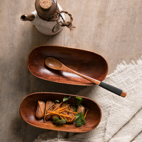 Plato de frutas secas de estilo japonés, vajilla de madera sólida, bandeja para servir alimentos, postres, platos para aperitivos, placa doméstica ► Foto 1/6