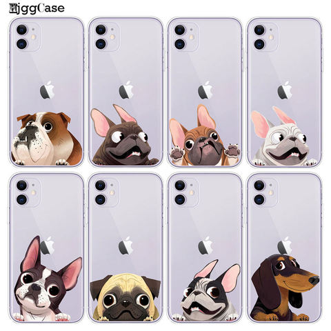 Funda trasera de TPU para móvil, carcasa suave de silicona para iPhone 12, Mini, 11 Pro, X, XR, XS, MAX, Pug, Dog francés, 8, 7, 6S Plus ► Foto 1/6