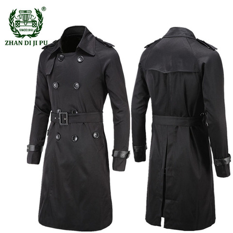 Marca británica de estilo clásico Trench Coat chaqueta de los hombres gabardina de moda abrigo de hombre doble Breasted largo Slim prendas de vestir cinturón ajustable ► Foto 1/6