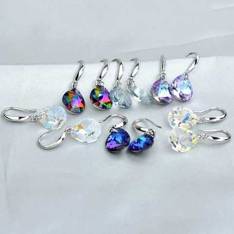 Pendientes de gota de cristal simples para mujer, Color plateado, pendiente colgante joyería para fiesta y boda ► Foto 1/6