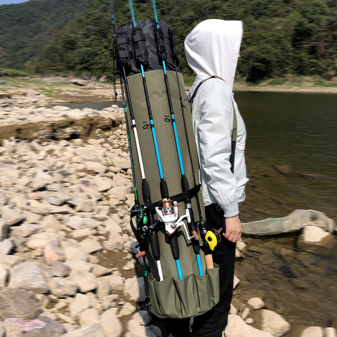 GHOTDA-Bolsa de pesca de nailon multifunción portátil, bolsa de Bolsa de caña de pescar, equipo de pesca, bolsa de almacenamiento ► Foto 1/6