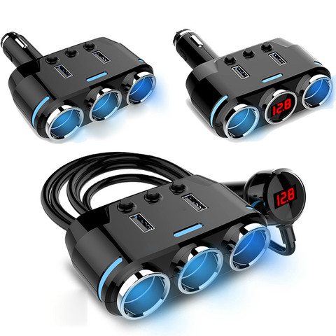 Doble puerto USB de forma automática 3 enchufe de encendedor de coche del cargador del divisor adaptador de enchufe DC 5V 1A + 2.1A para todos de la PC del teléfono Ipad ► Foto 1/6