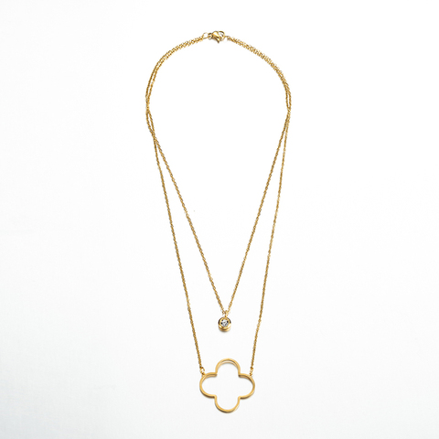 Collares delicados de trébol de acero inoxidable para mujer, joyería de boda, Cruz geométrica, corazón, triángulo, COLLAR COLGANTE ► Foto 1/6