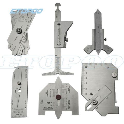 Medidor de soldadura de inspección Gage costura de soldadura/cuentas/filete/corona Test Ulnar gobernante grado ángulo medida herramienta HI-LO PipeFeeler de ► Foto 1/6