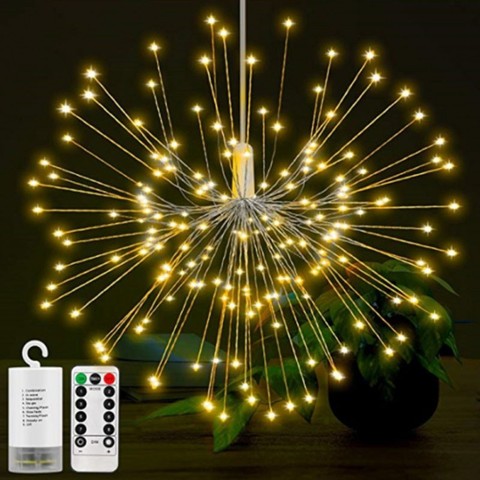 Guirnalda de luces LED con forma de bola estelar colgante, guirnalda de luces navideñas de cobre de fuegos artificiales, iluminación exterior brillante, decoración para fiestas y vacaciones, 120/180 ► Foto 1/6