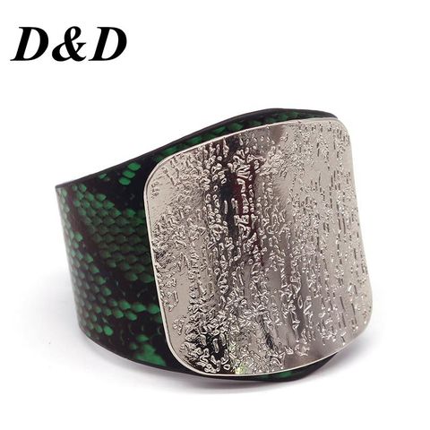 D & D-brazalete de leopardo con personalidad para mujer, pulsera de cuero con hebilla de aleación ajustable, brazaletes de moda, joyería Punk ► Foto 1/6