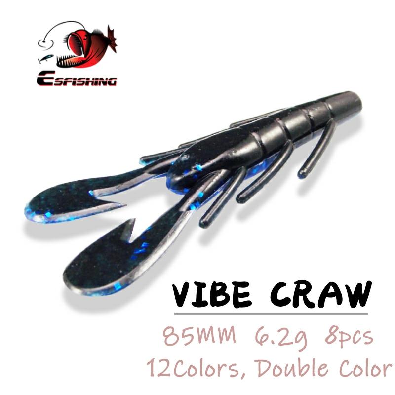 ESFISHING-señuelo de pesca con cebo blando Vibe Craw, 8 Uds., 85mm, 6g, señuelos Crankbait para pesca de pececillos, señuelo suave para curricán ► Foto 1/6