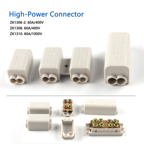 Conector de Cable rápido tipo T, bloque de terminales de alta potencia 60A/400V 1-6mm2, divisor de Cable eléctrico 100A/1000V 2,5-16mm2, caja de empalme ► Foto 1/6