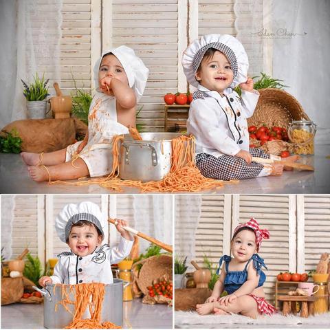 Fondo de fotografía de cocina para recién nacidos, telón de fondo con puerta de madera para Baby Shower, retrato de niños, accesorios decorativos para fiesta, estudio fotográfico ► Foto 1/6