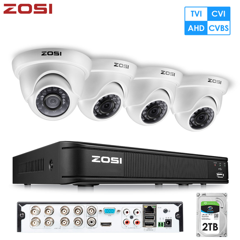 ZOSI-Sistema de cámara de seguridad CCTV impermeable, kit de grabadora DVR, 8CH, cámara domo de 2MP, vídeo HD 1080P, TVI, filtro IR ► Foto 1/6