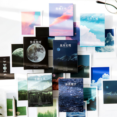 30 unidades/caja de pegatinas decorativas de paisaje romántico, pegatinas decorativas, álbum de papelería, pegatina de Luna Sky galaxy ► Foto 1/5