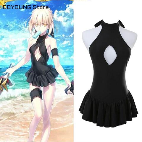 COYOUNG-vestido calado de cuello Halter negro, traje de baño con cuello Halter, tienda japonesa de Anime, My King, Cos Dead Pool Water Baby ► Foto 1/5