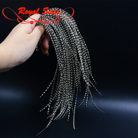 Nuevo caliente de Whiting grizzly atado de moscas silla hackle 20 plumas negro y blanco seco atado de moscas Pardo Gallo silla plumas ► Foto 1/6