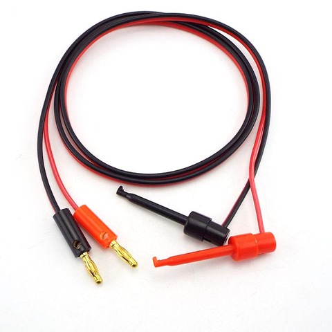 1 par M 4mm conectores enchufe Banana de enganche a Clip de adaptador de Cable eléctrico chapado en oro para multímetro de la prueba cables conductores, rojo, negro ► Foto 1/6