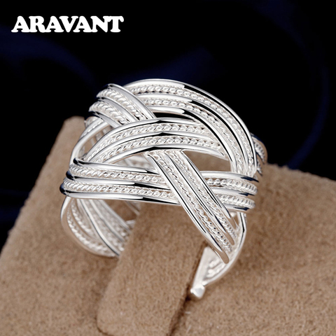 Anillo ajustable abierto de plata 2022 para mujer, joyería de moda 925 ► Foto 1/6