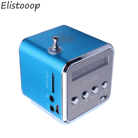 Elistooop TD-V26 Mini Radio Fm Digital portátil de altavoces con Radio Fm recibidor compatible con SD/TF tarjeta para Mp3 reproductor de música ► Foto 1/6
