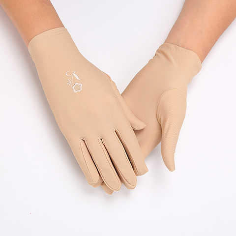 Guantes de trabajo con bordado de flores para mujer, manoplas cortas de alta calidad, color blanco ► Foto 1/6