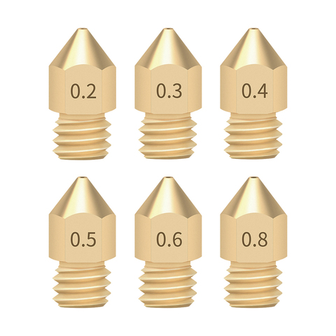 5 unidades por lote, boquilla MK8 de 0,4mm, 0,3mm, 0,2mm, 0,5mm, extrusora de impresora 3D de cobre, roscada, cabezal de filamento de 1,75mm, boquilla de latón para Ender 3 ► Foto 1/6