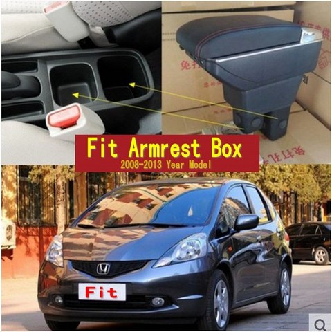 Centro consola caja de almacenamiento reposabrazos para Honda Jazz 2008-2013 brazo resto giratorio 2009, 2010, 2011, 2012 ► Foto 1/6