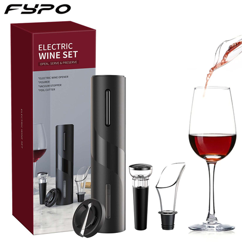 Abrebotellas eléctrico, abridores de botellas de vino Set con línea de carga USB, cortador de papel de aluminio, tapón de botella de vino, vertedor de vino para regalo ► Foto 1/1