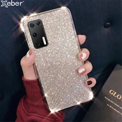 Funda de teléfono de silicona blanda con diamantes de imitación para Huawei, carcasa de lujo con purpurina para Huawei P40 P30 P20 Mate 40 30 20 10 Honor 20 30 Pro 8X X10Max ► Foto 1/6