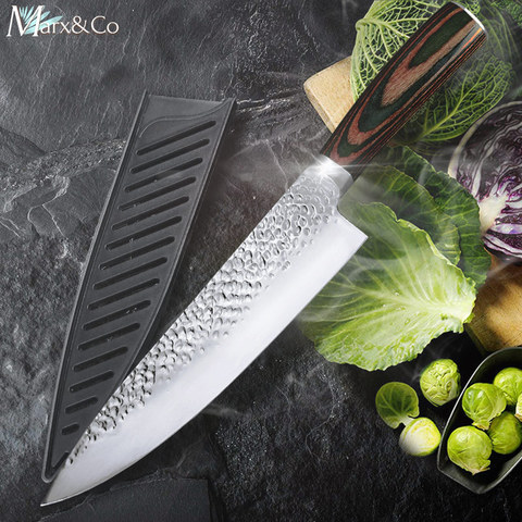 Cuchillo de cocina 8 pulgadas Chef 7CR17 440C alemán de acero inoxidable cuchillos japoneses cuchillo de carnicero cortador de cuchillo Santoku herramienta ► Foto 1/6