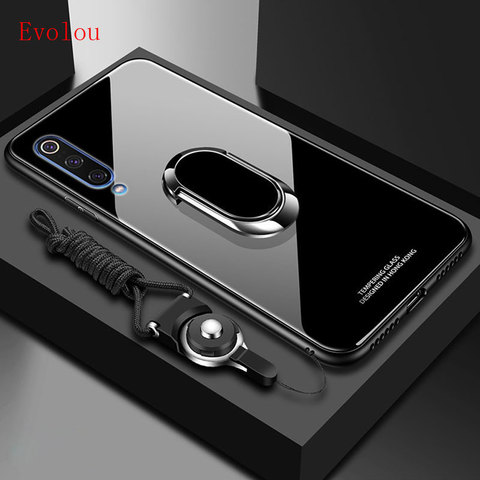 Funda magnética con anillo de soporte para Samsung Galaxy, funda protectora trasera de vidrio templado duro para Samsung Galaxy A10, A20, A30, A40, A50, A60, A70, A10E ► Foto 1/6