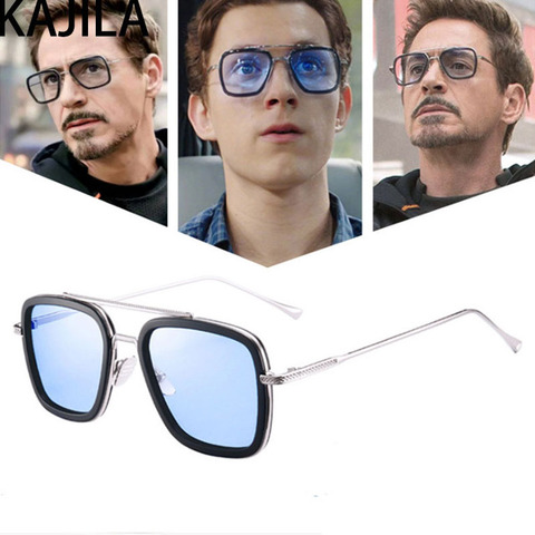 Lentes de sol Tony Stark para hombre, Lentes de sol de diseñador de marca Retro, cuadradas, Steampunk, de hierro, Lentes de sol para dama UV400 ► Foto 1/6