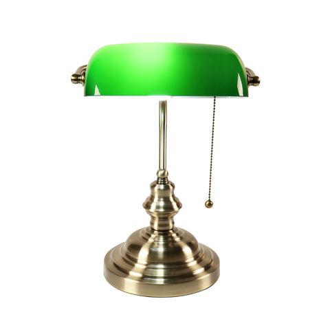 Lámpara de mesa clásica industrial Retro E27, cubierta de pantalla de vidrio verde con interruptor, luces de escritorio para dormitorio, lectura de estudio ► Foto 1/6