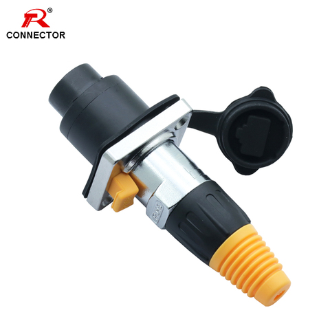 1SET RJ45 red impermeable conector 8p8c RJ45 hembra chasis tomas conector Ethernet de aleación de Zinc + cobre pines ► Foto 1/6