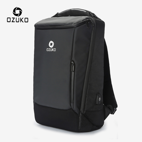 OZUKO-Mochila para ordenador portátil de 17 pulgadas para hombre, morral multifunción de gran capacidad, impermeable, para viaje de negocios, con carga USB ► Foto 1/6