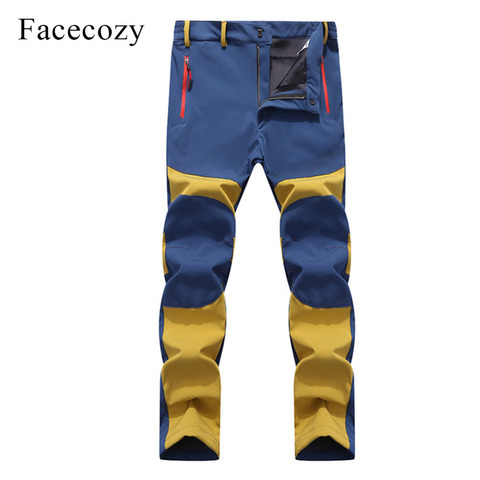 Facecozy hombres Softshell pantalones al aire libre impermeable polar senderismo Camping invierno hombres deportes pantalones para Trekking caza pesca ► Foto 1/6