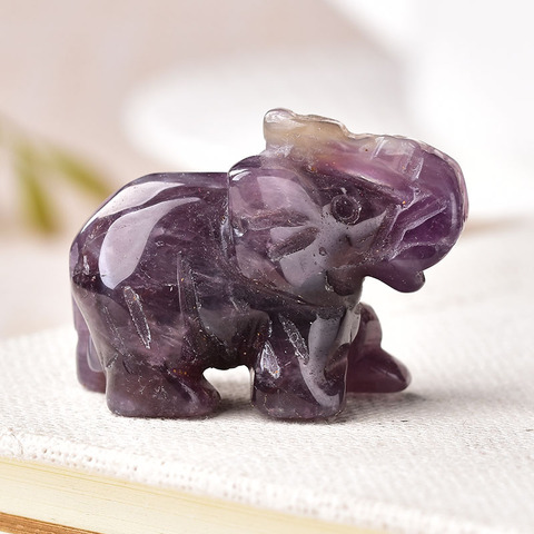 Elefante de cuarzo rosa de cristal Natural, amatista, animales, piedra de energía, artesanía, decoración pequeña para el hogar, regalo de Navidad, 1 ud. ► Foto 1/6