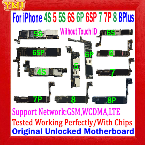Placa base desbloqueada 100% Original para iphone 6, 6s, 7, 8 Plus, 4s, 5 5s, para iphone 6s Plus, 7 Plus, 8, con IOS + Chips completos ► Foto 1/1