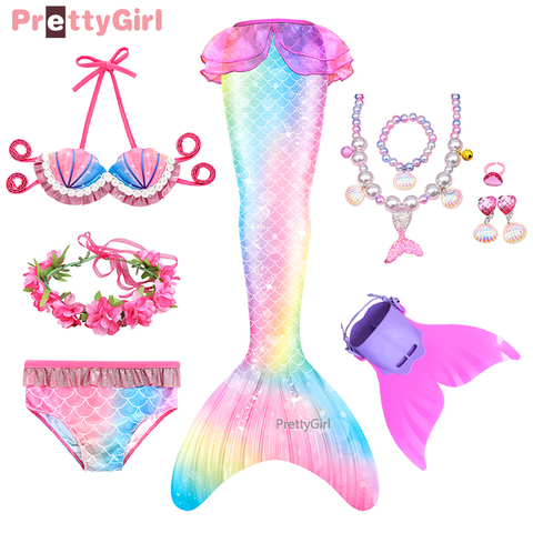 Traje de baño de sirena con Bikini para niños, disfraz de sirena para fiesta de cumpleaños, novedad de 2022 ► Foto 1/6