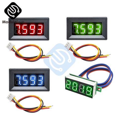 Mini voltímetro Digital de 0,36 pulgadas y 0,36 pulgadas, medidor de voltaje de voltios, Panel comprobador de voltaje eléctrico LED, 3 cables, 12V, 24V, 48V, CC de 0 a 100V, 4 bits ► Foto 1/6