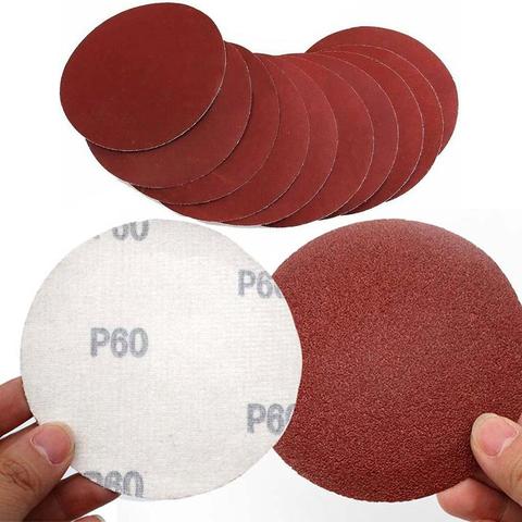 Papel de lija de Color rojo, discos de lijado de 5 pulgadas, 125MM, bucle de gancho, PSA/adhesivo, 60-2000 granos para pulido y molienda, 10 Uds. ► Foto 1/6