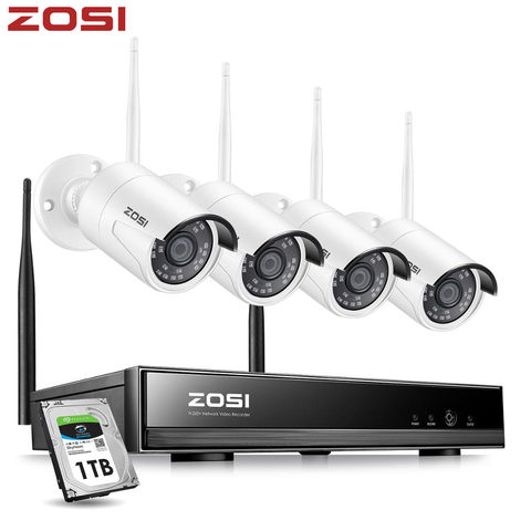 ZOSI Sistema de CCTV inalámbrico 8CH H.265 + 1080P NVR 2CH/4CH 2MP IR-CUT cámara CCTV al aire libre sistema de seguridad IP Kit de videovigilancia ► Foto 1/6