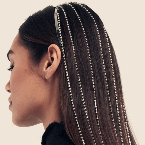 Stonefans-cadena para el pelo con diamantes de imitación para mujer, accesorios para la cabeza, Aro para el pelo de cristal, cadena de cabeza como diadema, joyería ► Foto 1/6