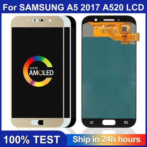 Pantalla LCD Original Super AMOLED de 5,0 pulgadas para SAMSUNG Galaxy A5 2017, digitalizador de pantalla táctil, A520, A520F, SM-A520F de repuesto ► Foto 1/6