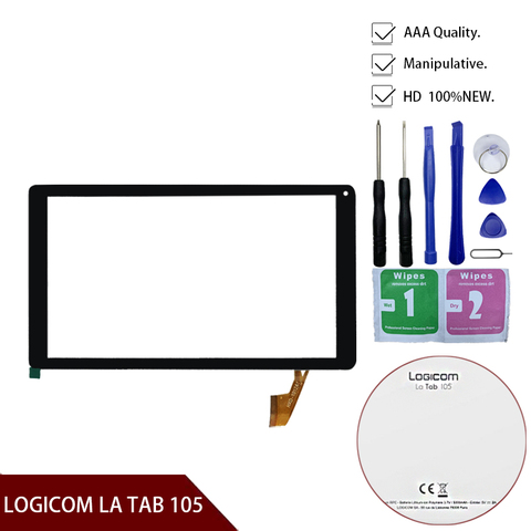 100% pantalla táctil Original para tableta LOGICOM LA TAB 10,1, panel de pantalla táctil, cristal digitalizador con Sensor de repuesto, 105