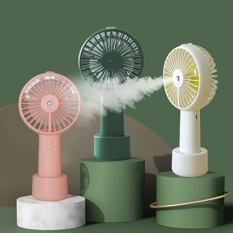 Ventilador de niebla rociado de agua portátil con batería, Mini ventilador de mano eléctrico recargable por USB, humidificador de aire acondicionado de refrigeración para exteriores ► Foto 1/6